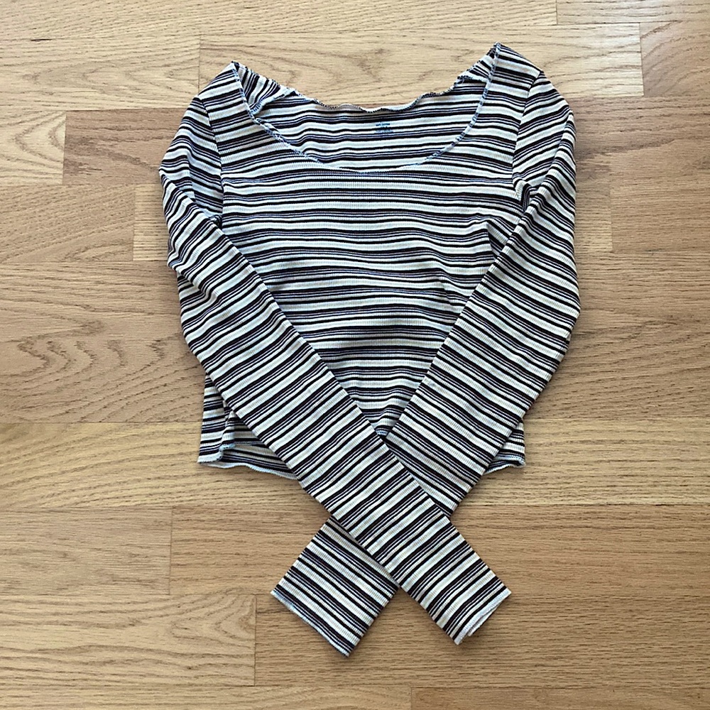 Brandy Melville Brown Striped Crop Top
